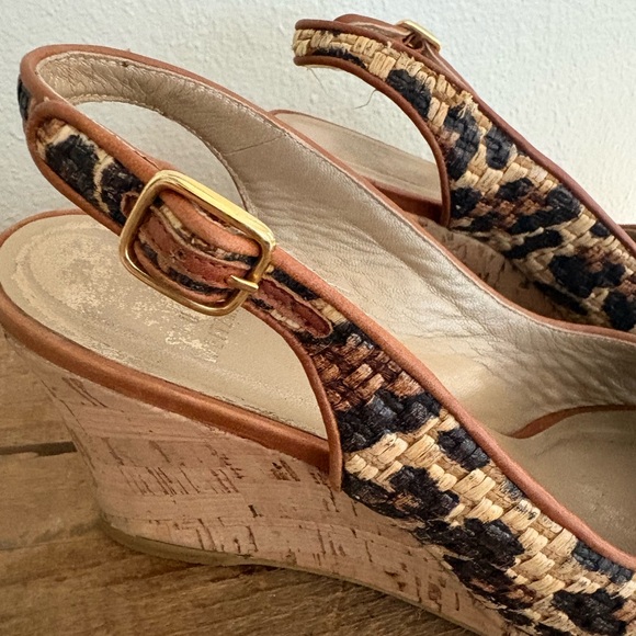 Stuart Weitzman Leopard Print Wedge Sling Backs - Picture 7 of 10